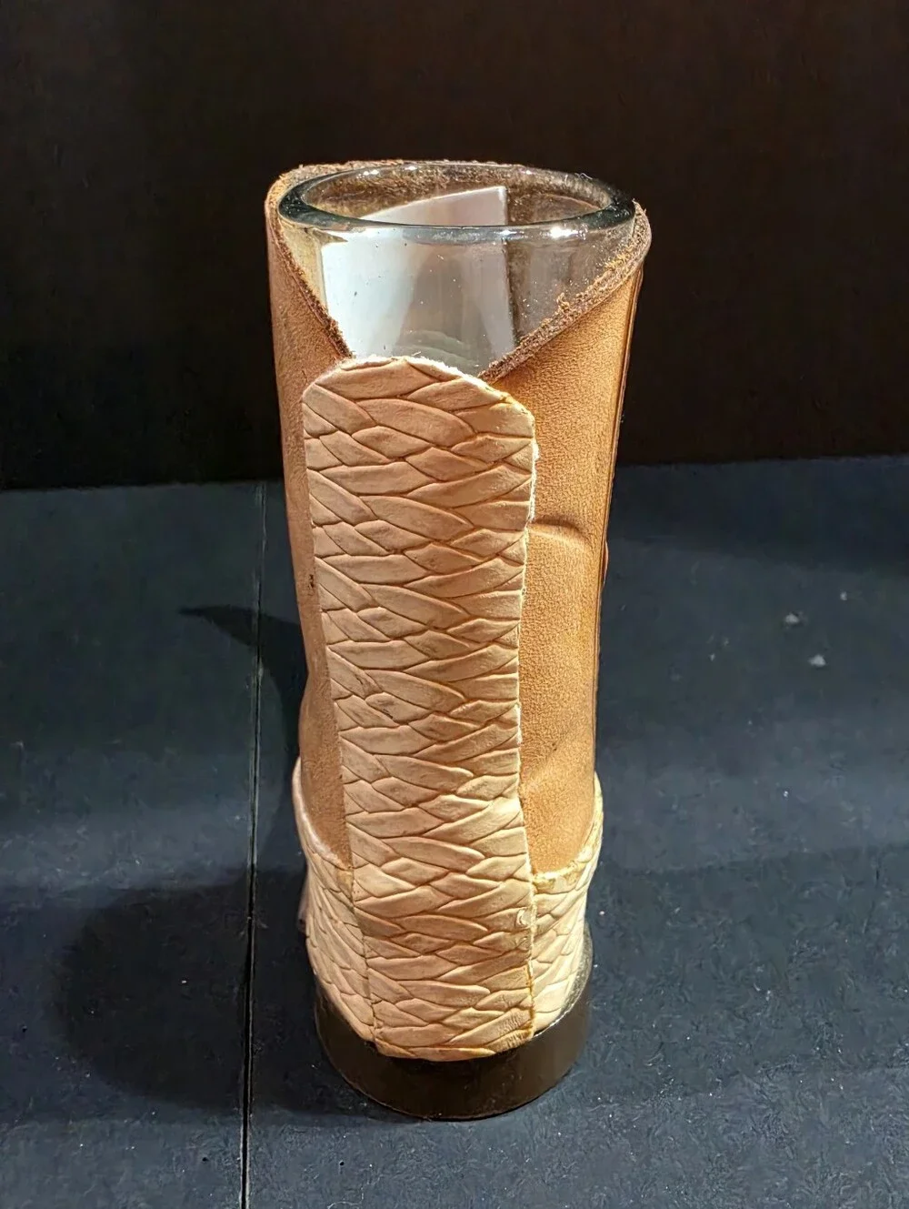 Texas Tooled Leather Mini Boot Shot Glass